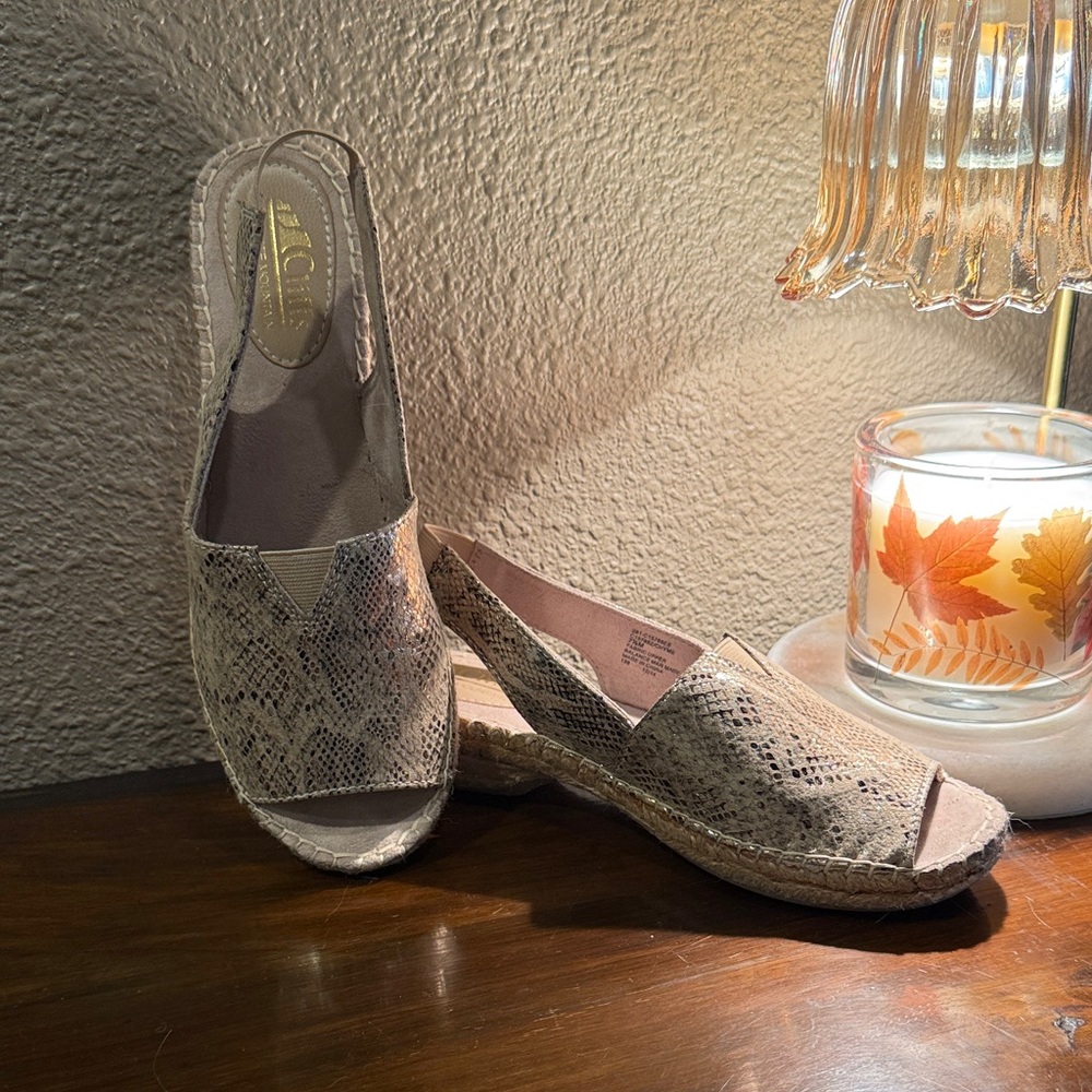 White Mountain Beige Snakeskin Espadrilles